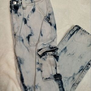 Simple Society Acid Wash Baggy Cargo Jeans size 9 Winter Spring Casual Grunge